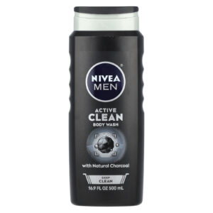 Nivea Homens Active Clean Sabonete Líquido Limpeza Profunda Com Carvão Natural 500 ml (169 fl oz)