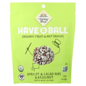 Sunny Fruit Eat A Ball™ Petiscos de Frutas e Nozes Orgânicas Damasco Gotas de Cacau e Avelã 126 g (44 oz)