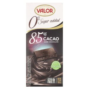 Valor 0% de Açúcar Adição de Açúcar Chocolate Amargo 85% de Cacau 100 g (35 oz)
