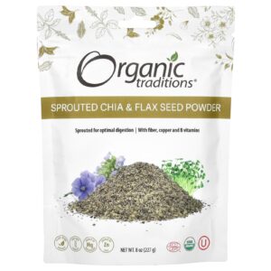 Organic Traditions Semente de Linho e Chia Germinada em Pó 227 g (8 oz)