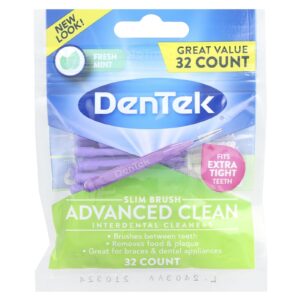 DenTek Limpadores Interdentais Slim Brush Advanced Clean Menta Fresca 32 Unidades