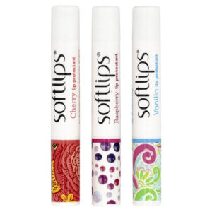 Softlips Protetor labial Cereja Framboesa Baunilha Pacote com 3 2 g (007 oz) Cada