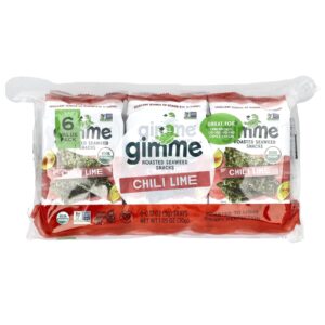gimMe Lanches de Algas Marinhas Assadas Pimenta e Limão Pacote com 6 Unidades 5 g (017 oz) Cada