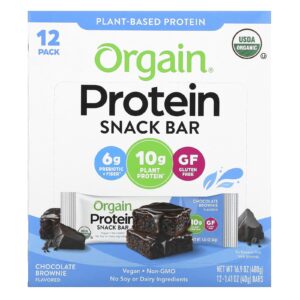 Orgain Snack Bar de Proteína Brownie de Chocolate 12 Barras 40 g (141 oz) Cada