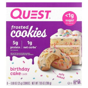Quest Nutrition Cookies Frostados Bolo de Aniversário 8 Cookies 25 g (088 oz) Cada