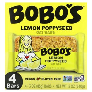 Bobos Oat Bars Semente de Papoula de Limão 4 Barras 85 g (3 oz) Cada