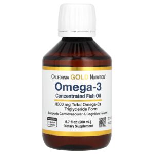 California Gold Nutrition Ômega-3 de Óleo de Peixe Norueguês com Potência Extra da Oslomega® Sabor Natural de Limão 200 ml (67 fl oz)