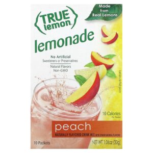 True Citrus Limão Limonada Pêssego Verdadeiros 10 Pacotes 3 g (011 oz) Cada