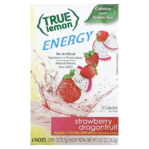 True Citrus Limão Verdadeiro Energia Fruta do Dragão de Morango 6 Pacotes 27 g (0095 oz) Cada