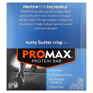 NuGo Nutrition Barra de Proteína Promax Manteiga Crocante de Nozes 12 Barras 75 g (264 oz) Cada