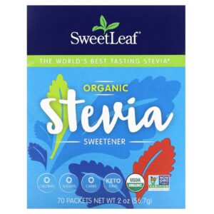 SweetLeaf Stevia Adoçante de Estévia Orgânica 70 Pacotes 567 g (2 oz)