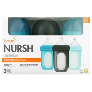 Boon Nursh Frasco de Silicone 3 m + Médio 3 Frascos 8 oz (236 ml) Cada