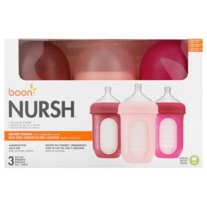 Boon Nursh Frasco de Silicone 3 m + Médio 3 Frascos 8 oz (236 ml) Cada