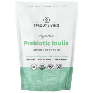 Sprout Living Inulina Prebiótica Orgânica Superalimento em Pó 454 g (1 lb)