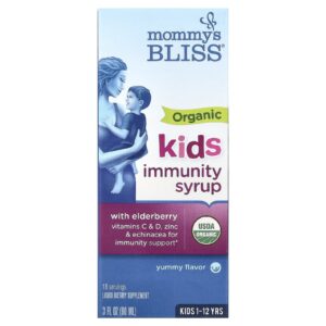 Mommys Bliss Xarope de Imunidade Orgânico para Crianças Crianças de 1 a 12 anos 90 ml (3 fl oz)