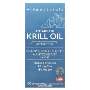 Viva Naturals Óleo de Krill Antártico com Astaxantina 60 Cápsulas de Caplique