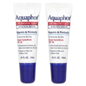 Aquaphor Protetor Labial + Protetor Solar FPS 30 Sem Perfume 2 Tubos 10 ml (035 fl oz) Cada