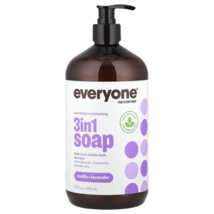Everyone Sabonete 3 em 1 Sabonete Líquido Banho de Espuma Shampoo Baunilha + Lavanda 946 ml (32 fl oz)