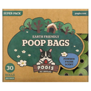 Pogis Pet Supplies Sacos de cocô amigáveis à terra Pó Fresco 30 Rolos 450 Sacos