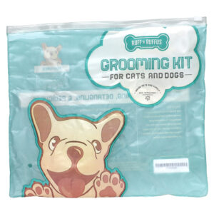 Ruff N Ruffus Kit de Higiene Pessoal para Gatos e Cães Escova de Descascamento e Corta-unhas Aqua 1 Escova de Descascamento 1 Corta-unhas