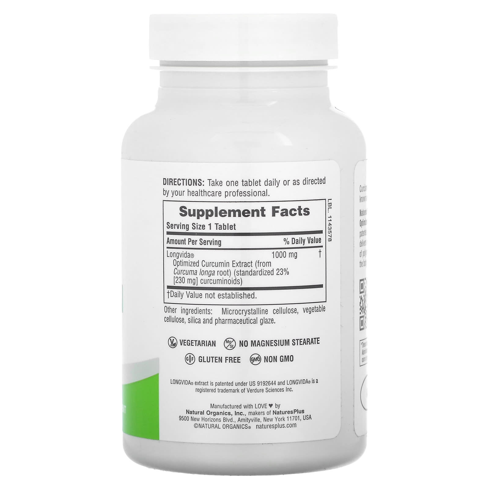 NaturesPlus Curcumina Pro Longvida 1000 1.000 mg 60 Comprimidos - Imagem 2