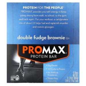 NuGo Nutrition Barra de Proteína ProMax Brownie com Fudge Duplo 12 Barras 75 g (264 oz) Cada