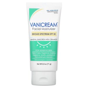 Vanicream Hidratante Facial Protetor Solar Mineral com Ceramidas Para Pele Sensível FPS 30 71 g (25 oz)