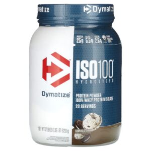 Dymatize ISO100® Hidrolisado 100% de Isolado de Whey Protein Cookies e Creme 620 g (136 lb)