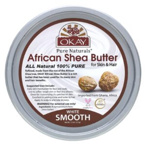 Okay Pure Naturals Manteiga de Karité Africana para Pele e Cabelo Branco Suave 212 g (75 oz)