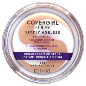 Covergirl Base Simply Ageless da Olay FPS 28 Marfim Natural 215 12 g (04 oz)