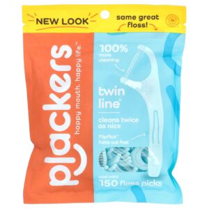 Plackers Twin-Line Fios Dental Menta Refrescante 150 Unidades