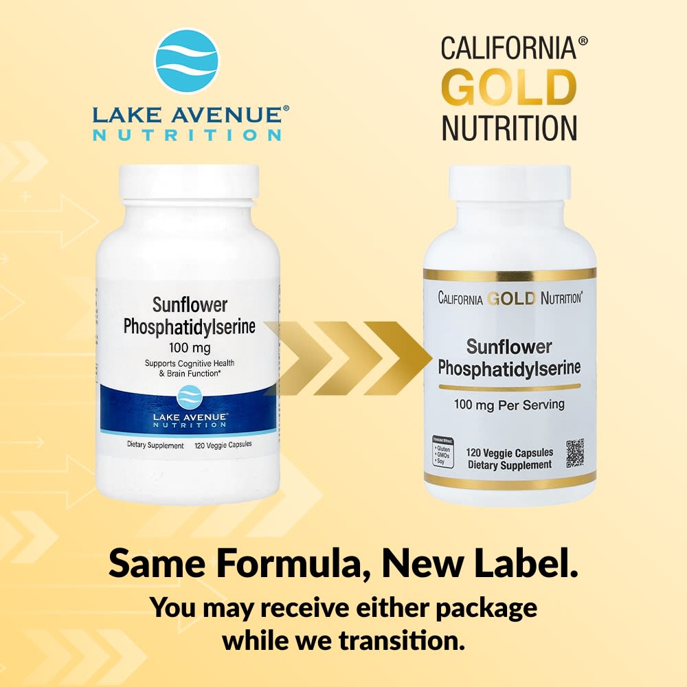 California Gold Nutrition Fosfatidilserina de Girassol 100 mg 120 Cápsulas Vegetais - Imagem 3