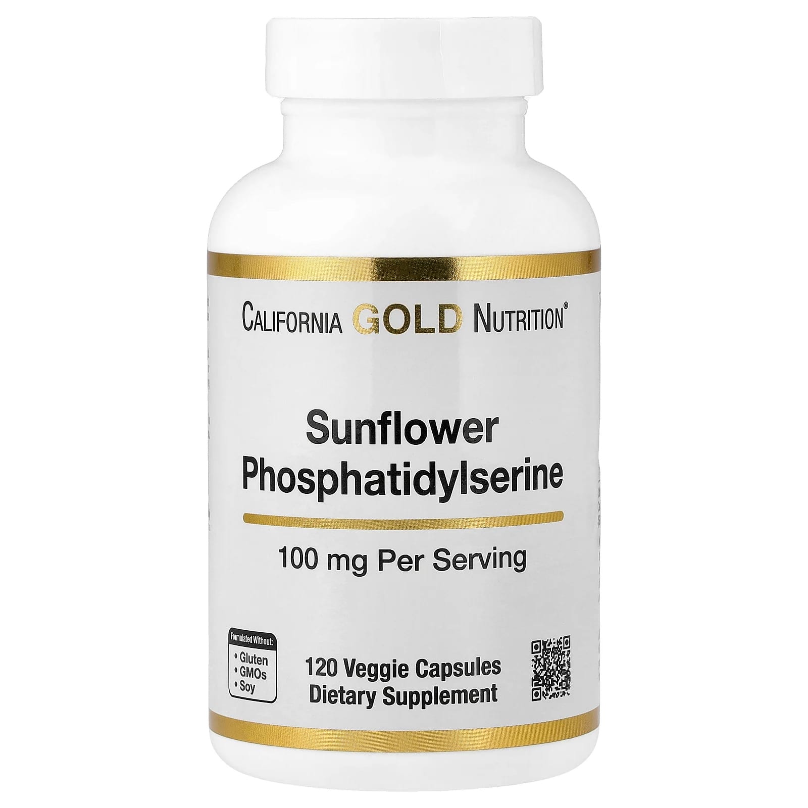 California Gold Nutrition Fosfatidilserina de Girassol 100 mg 120 Cápsulas Vegetais