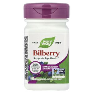 Natures Way Mirtilo Europeu Extrato Padronizado 60 Cápsulas Veganas