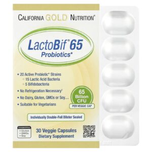California Gold Nutrition Probióticos LactoBif® 65 30 Cápsulas Vegetais