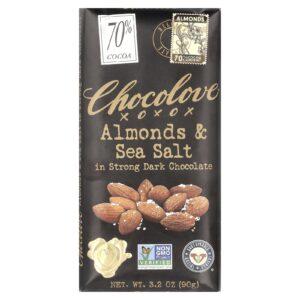 Chocolove Amêndoas e Sal Marinho em Chocolate Amargo Forte 70% de Cacau 90 g (32 oz)