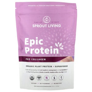 Sprout Living Epic Protein® Procolágeno Proteína Vegetal Orgânica + Superalimentos 336 g (07 lb)