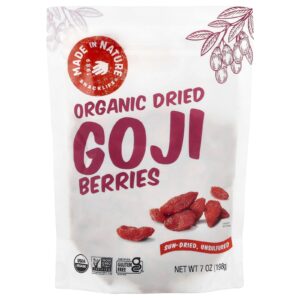 Made in Nature Goji Berries Orgânicos Desidratados Secos ao Sol Sem Enxofre 198 g (7 oz)
