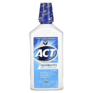 ACT Enxaguante bucal com Fluoreto para a Boca Seca com Xilitol Sem Álcool Hortelã Calmante 1 L (338 fl oz)