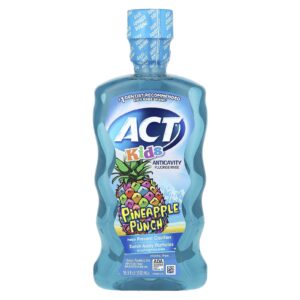 ACT Crianças Enxágue com Fluoreto Anticavity Sem Álcool Ponche de Abacaxi 500 ml (169 fl oz)