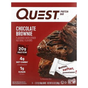Quest Nutrition Barra de Proteína Brownie de Chocolate 4 Barras 60 g (212 oz) Cada