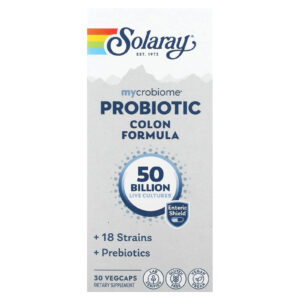 Solaray Fórmula Probiótica do Cólon de Microbioma 50 Bilhões 30 VegCaps