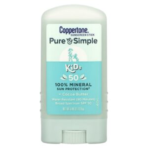 Coppertone Puro e Simples Kids Protetor Solar em Bastão FPS 50 Manteiga de Cacau 139 g (049 oz)