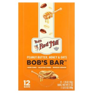 Bobs Red Mill Barra do Bob Manteiga de Amendoim Mel e Aveia 12 Barras 50 g (176 oz) Cada