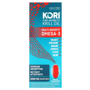Kori Óleo de Krill Antártico Puro Ômega-3 Multibenefício 30 Cápsulas Softgel