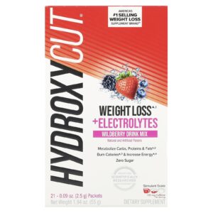 Hydroxycut Mistura para Bebida de Eletrólitos + Perda de Peso Frutos Silvestres 21 Embalagens 25 g (009 oz) Cada