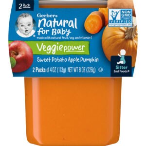 Gerber Natural para Bebês Veggie Power 2nd Foods® Batata-Doce Maçã e Abóbora 2 Unidades 113 g (4 oz) Cada