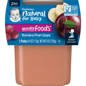 Gerber Natural para Bebês Wonder Foods™ 2nd Foods® Banana e Uva Pacote com 2 Unidades 113 g (4 oz) Cada