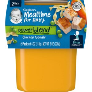Gerber Mealtime para o Bebê Power Blend™ 2nd Foods® Noodles com Frango 2 Unidades 113 g (4 oz) Cada