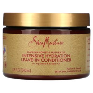 SheaMoisture Condicionador Leave-In de Hidratação Intensiva Mel de Manuka e Óleo de Mafura Extra-seco Cabelos Danificados 340 ml (115 fl oz)